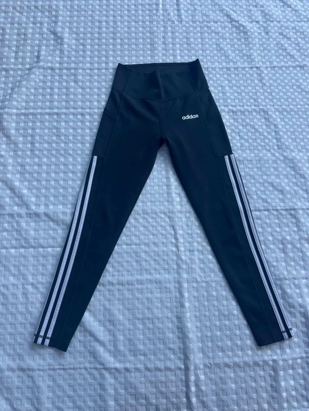 adidas Black Leggings with White Side Stripes Women’s Small
